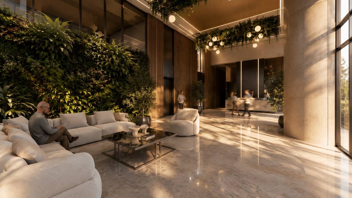 Double-height lobby